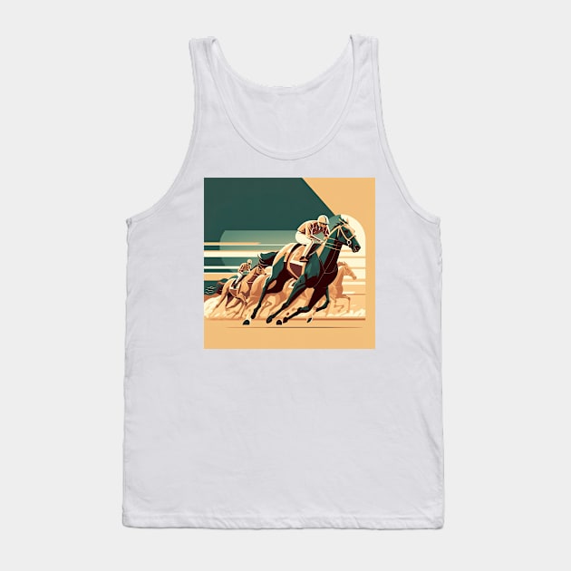 Art Deco Style Horse Racing Tank Top by TheArtfulAI